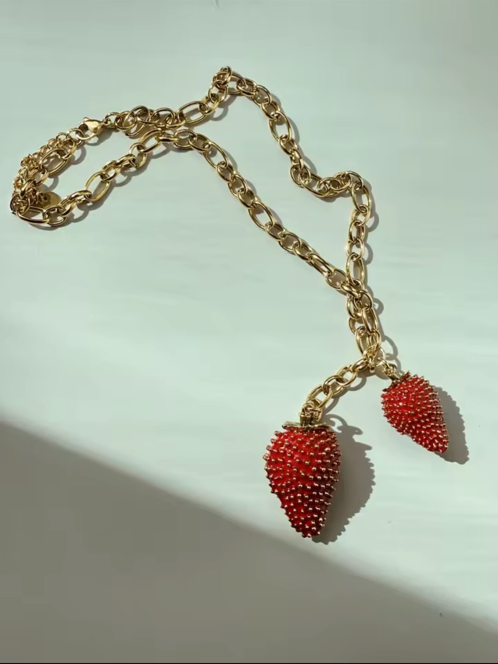 Strawberry Delight Charm Gold Necklace